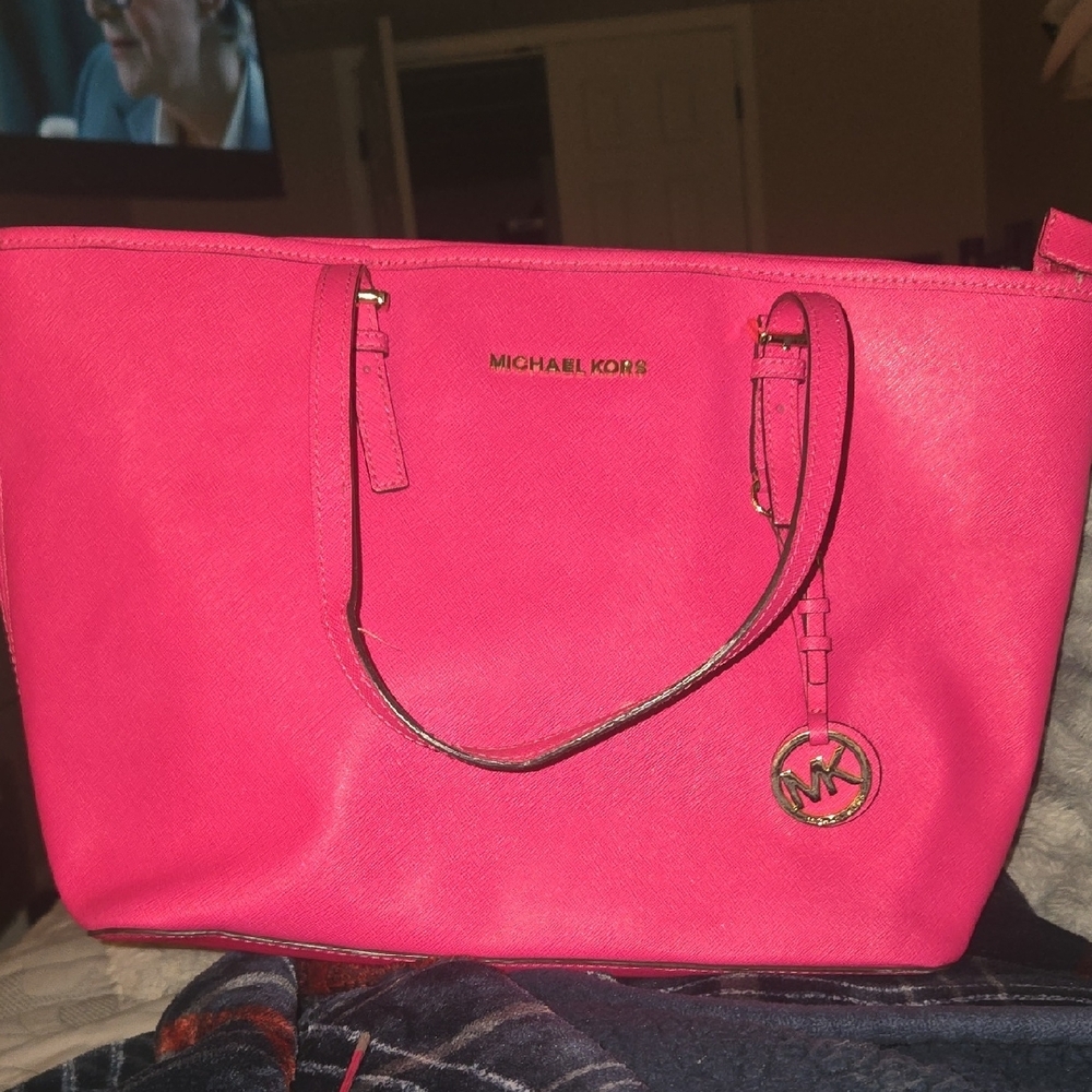 Michael Kors Pink Saffiano Large Leather Tote